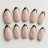 Black Edge French Almond Nails design preview