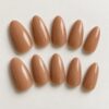 Caramel Nude Almond Press On Nails design preview