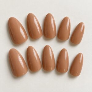 Caramel Nude Almond Press On Nails design preview