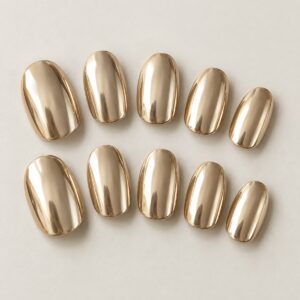 Champagne Mirror Oval Press Ons design preview