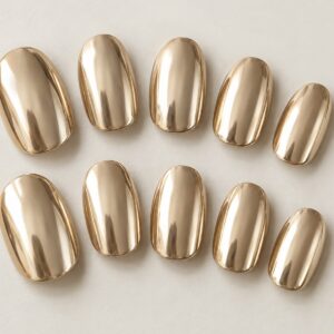 Champagne Mirror Oval Press-Ons close-up design preview