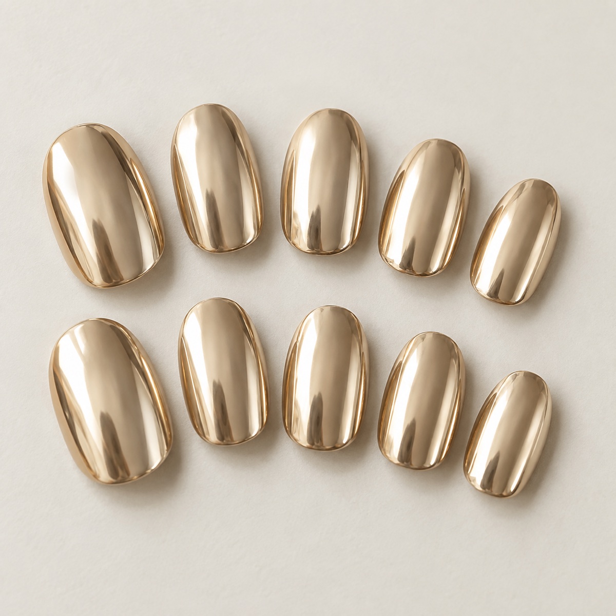 Champagne Mirror Oval Press Ons design preview