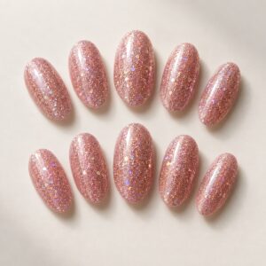 Disco Rose Glitter Press On Nails design preview