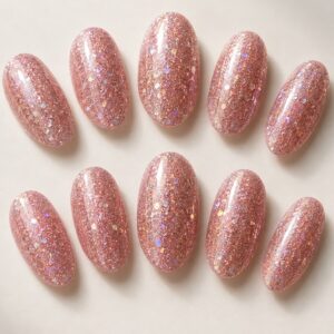 Disco Rose Glitter Press-On Nails close-up design preview