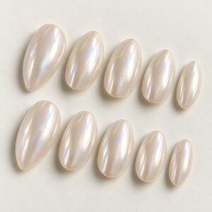Glazed Pearl Almond Press On Nails design preview