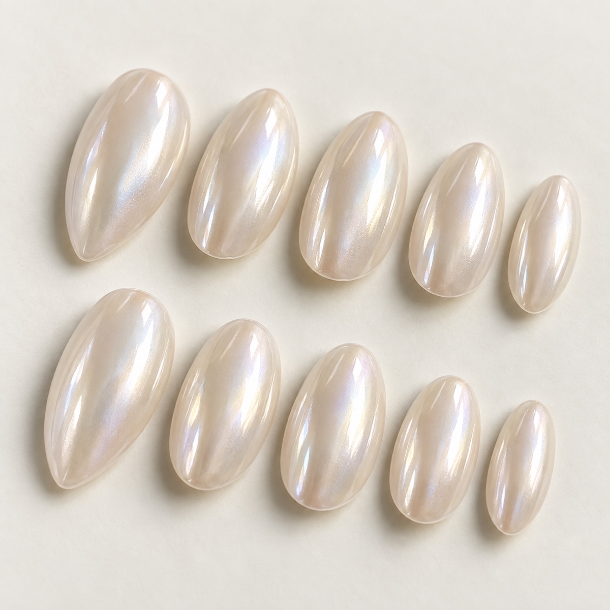 Glazed Pearl Almond Press On Nails design preview