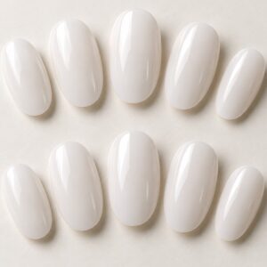 Milky White Oval Press-Ons close-up design preview