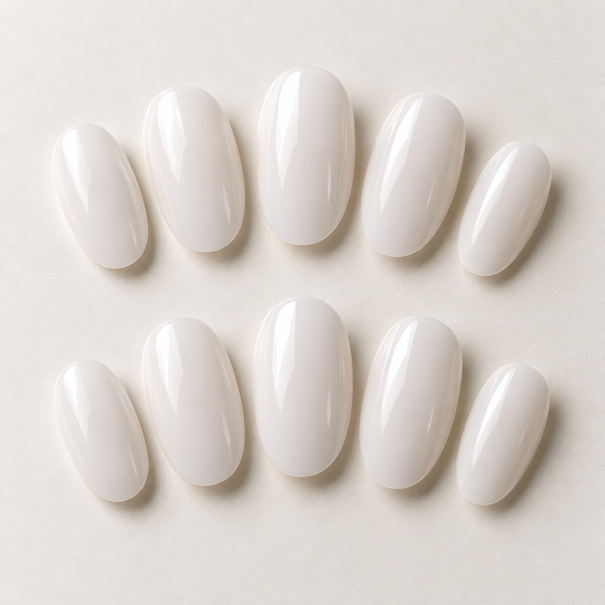 Milky White Oval Press Ons design preview