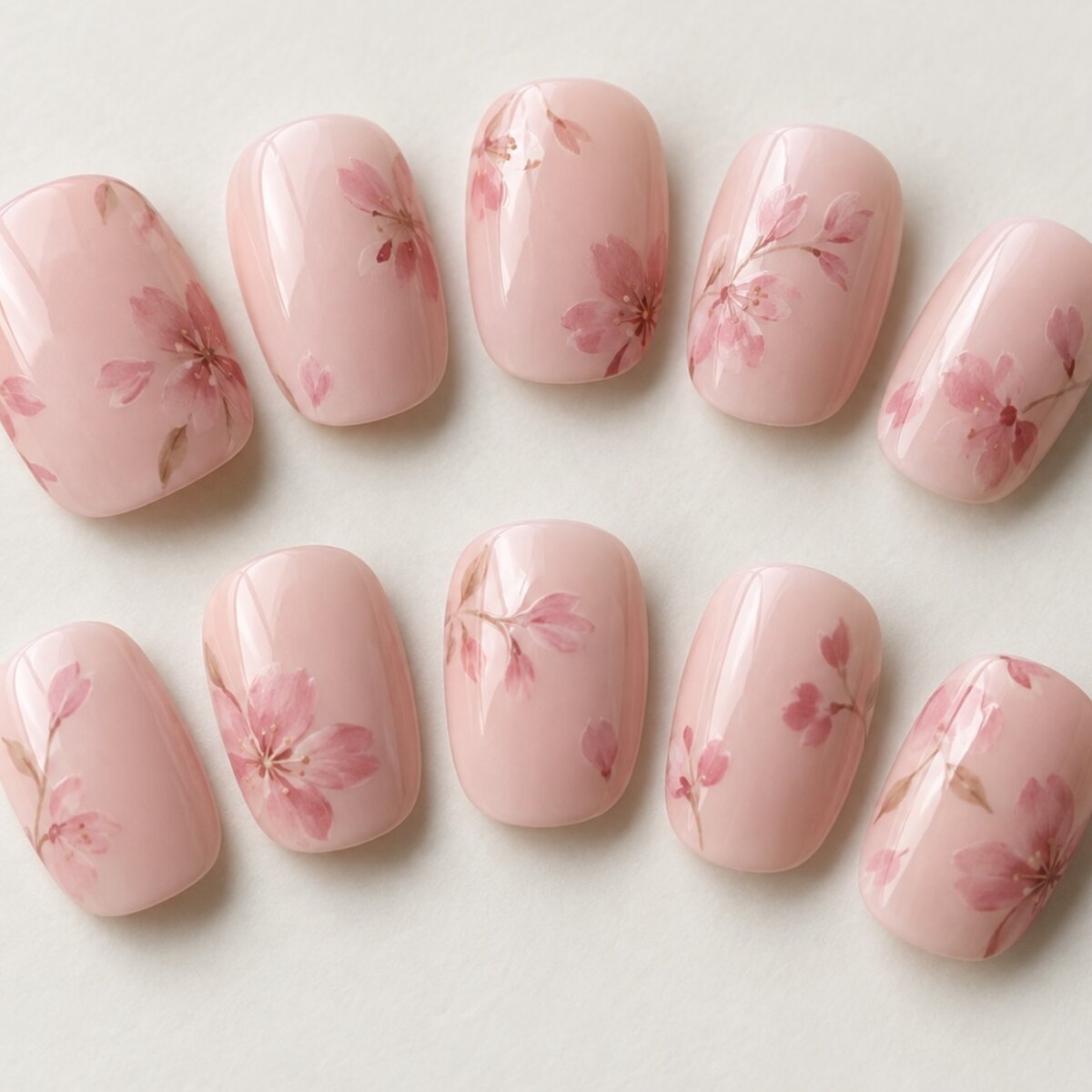 Petal Pink Short Press-On Nails close-up design preview