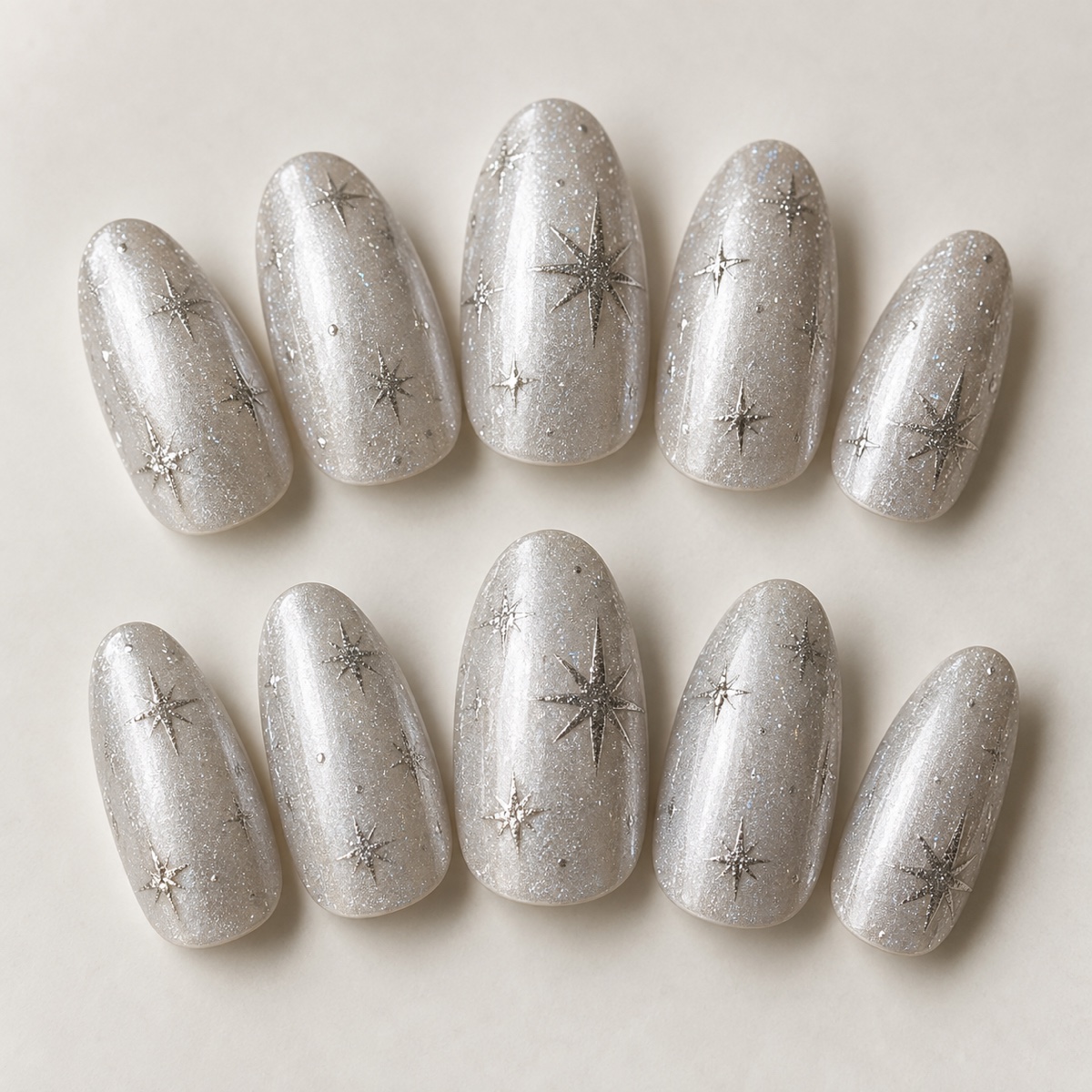 Silver Star Party Press Ons design preview