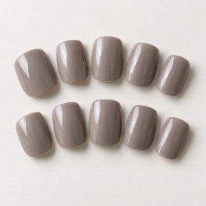 Taupe Gloss Short Square Nails design preview
