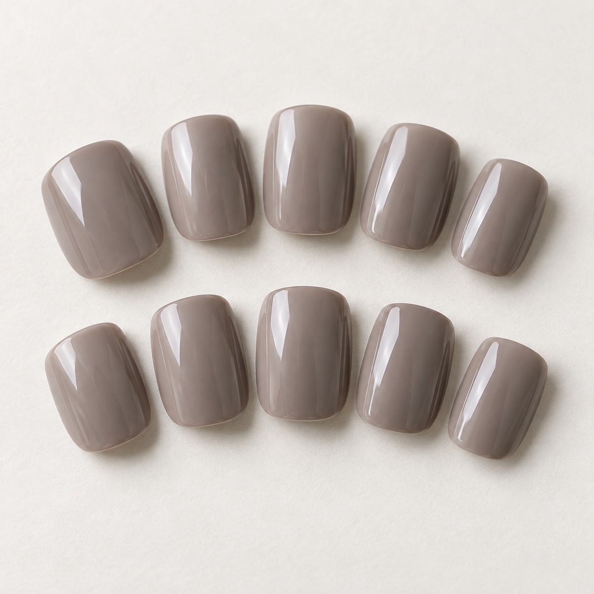 Taupe Gloss Short Square Nails design preview
