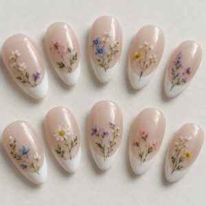 Wildflower French Press-On Nails close-up design preview