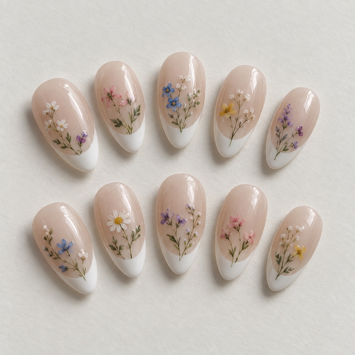 Wildflower French Press On Nails design preview